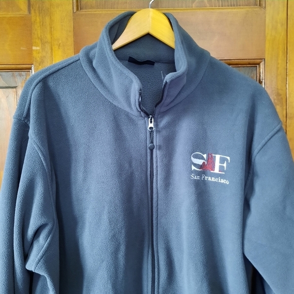 Landway Fleece dark gray embroidered San Francisco SF full zip fleece jacket - Picture 2 of 11
